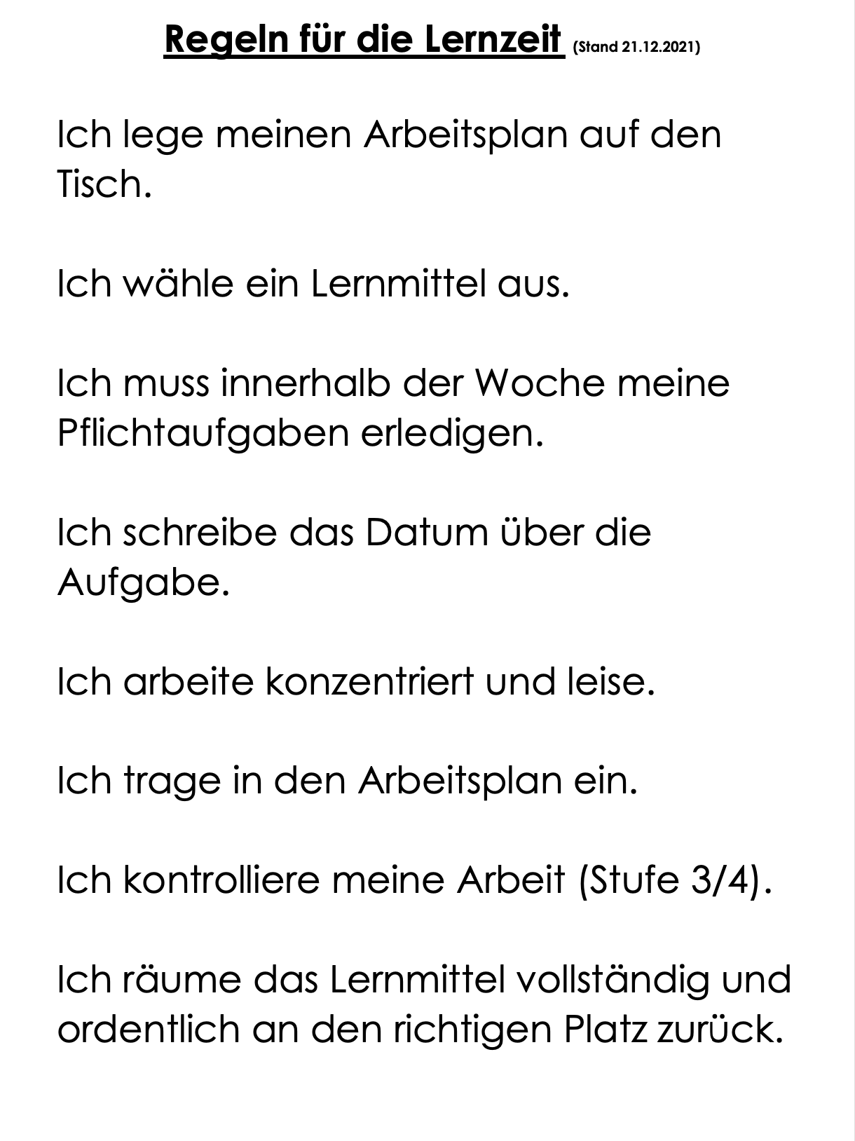 Regeln Lernzeit